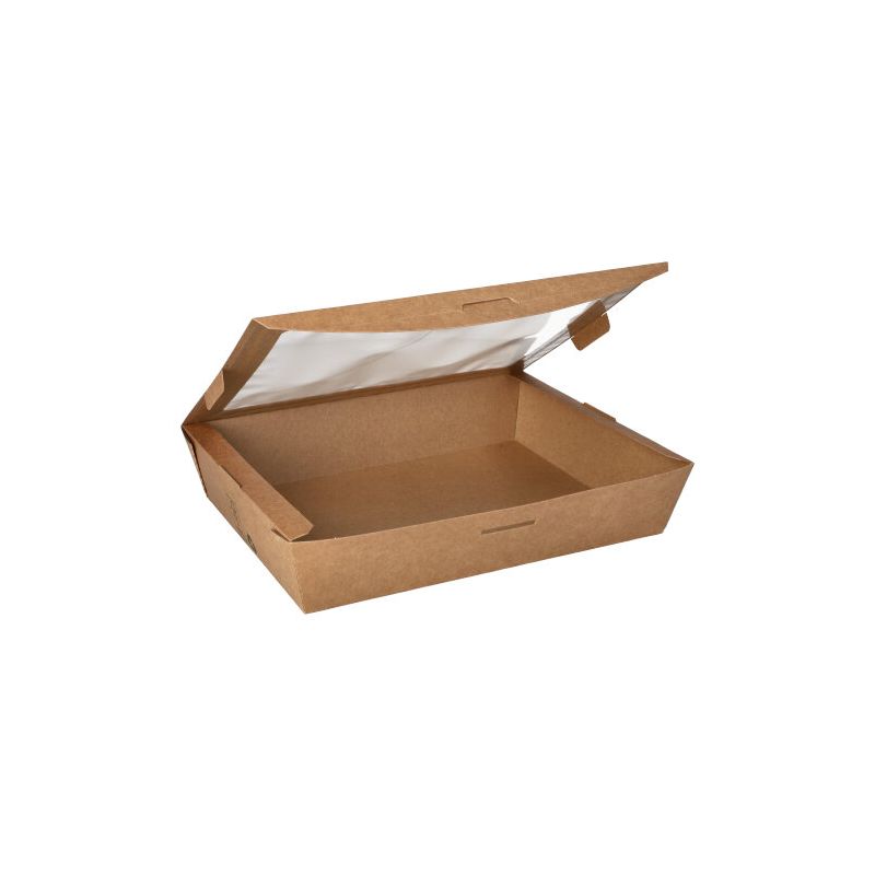 Feinkostboxen, Pappe mit Sichtfenster aus PLA "pure" eckig 1500 ml 18 x 22,5 cm x 4,5 cm "100% Fair" - Bild 1 Feinkostboxen, Pappe mit Sichtfenster aus PLA "pure" eckig 1500 ml 18 x 22,5 cm x 4,5 cm "100% Fair" - Bild 1