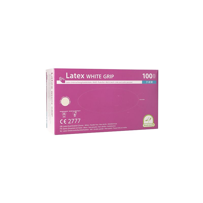 Latexhandschuhe puderfrei "White Grip" natur Größe M - Bild 1