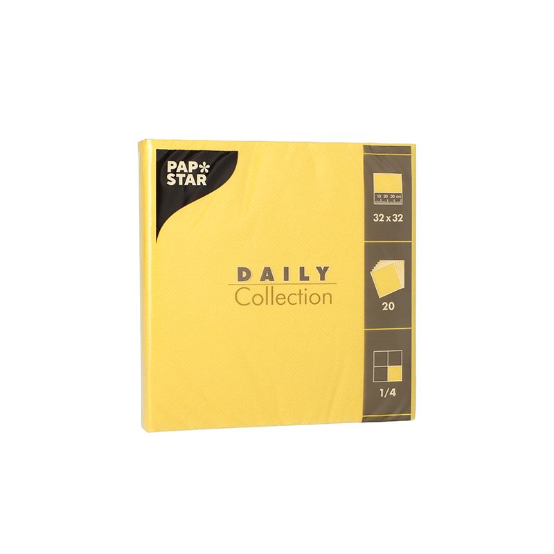 Servietten "DAILY Collection" 1/4-Falz 32 x 32 cm gelb - Bild 1 Servietten "DAILY Collection" 1/4-Falz 32 x 32 cm gelb - Bild 1