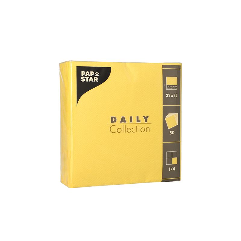 Servietten "DAILY Collection" 1/4-Falz 32 x 32 cm gelb - Bild 1 Servietten "DAILY Collection" 1/4-Falz 32 x 32 cm gelb - Bild 1