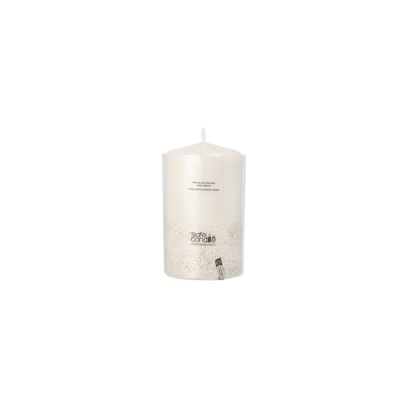 Stumpenkerze "Safe Candle" Ø 60 mm · 100 mm perlmutt "Fia", einzeln cellophaniert - Bild 2