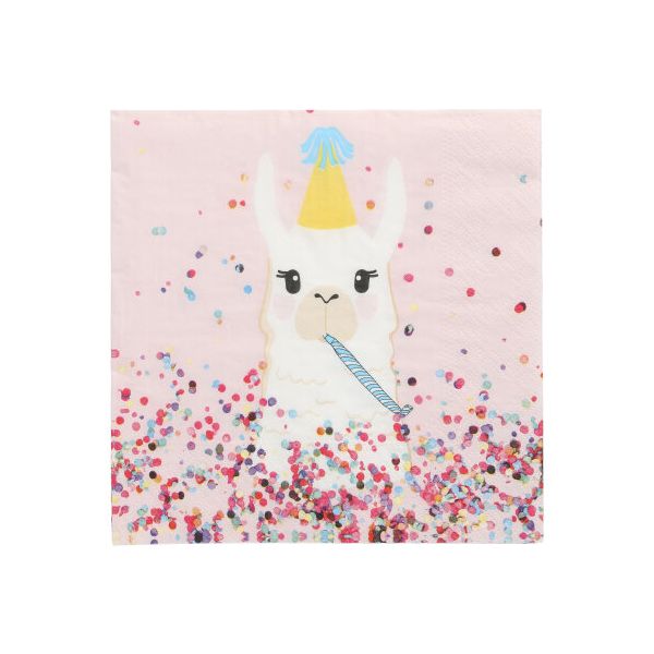 Servietten, 3-lagig 1/4-Falz 33 x 33 cm "Llama Party" - Bild 1