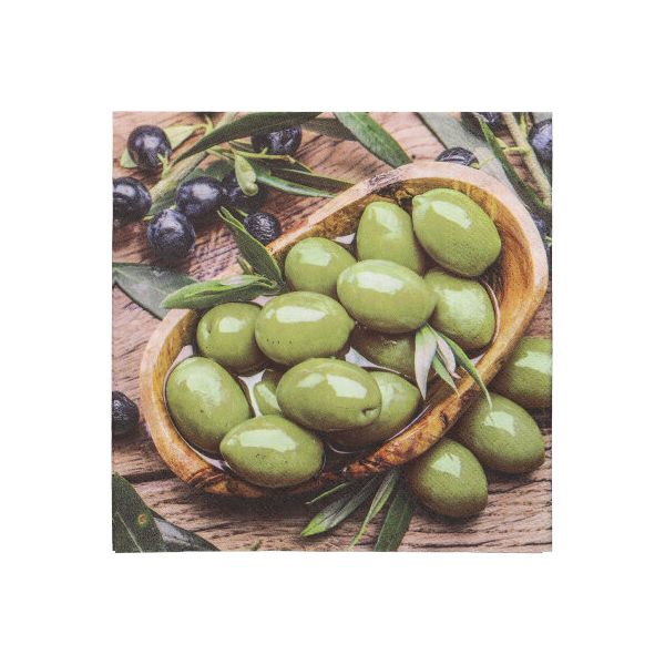 Servietten, 3-lagig 1/4-Falz 33 x 33 cm "Olive Flavour" - Bild 1
