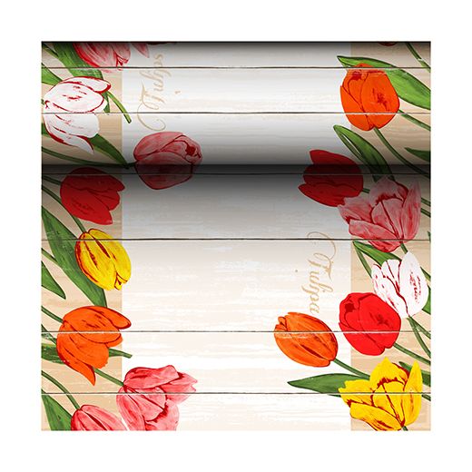 Tischläufer, stoffähnlich, Airlaid 24 m x 40 cm "Blooming Tulips" 1