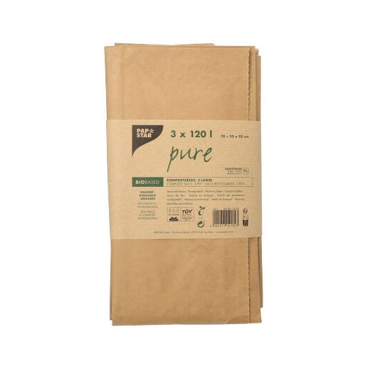 Kompostsäcke aus Papier "pure" 120 l 95 cm x 70 cm x 25 cm braun , 2-lagig 1