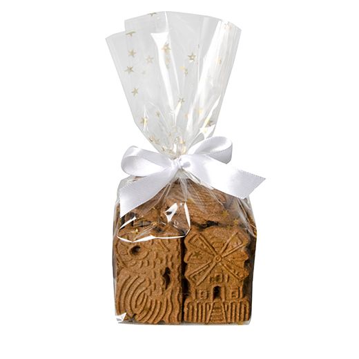 Bodenbeutel, PP 27 cm x 18 cm x 7 cm transparent "Sterne, gold" 1