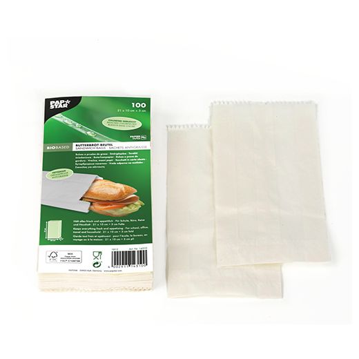 Butterbrotbeutel 21 cm x 10 cm x 3 cm weiss , fettdicht 1