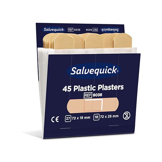 "Cederroth" Salvequick Plastic Pflaster (45 Stück) braun , wasserabweisend, Refill 1