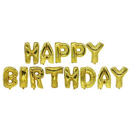 Folienluftballon-Set gold "Happy Birthday" 1