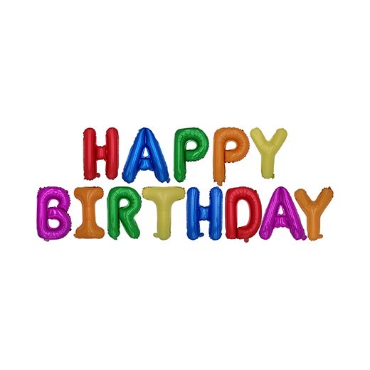 Folienluftballon-Set farbig sortiert "Happy Birthday" 1