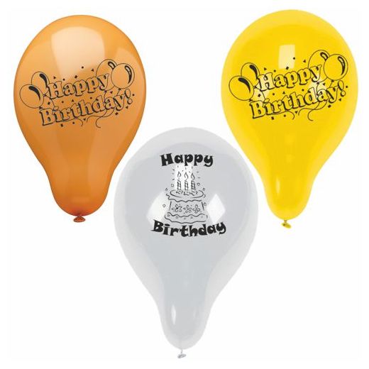 Luftballons Ø 22 cm farbig sortiert "Happy Birthday" 1