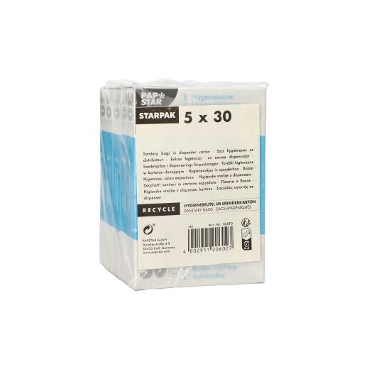 Hygienebeutel 28,5 cm x 8 cm x 7 cm weiss im Spenderkarton 1