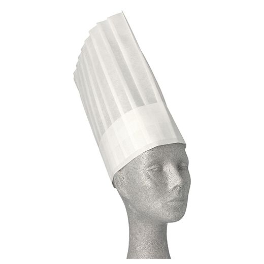 Kochmützen, Vlies 30 cm x 28 cm weiss "Toscana" größenverstellbar, gelegte Falten 1