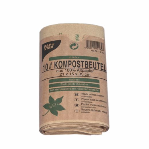 Kompostbeutel aus Papier 10 l 35 cm x 21 cm x 15 cm braun 1