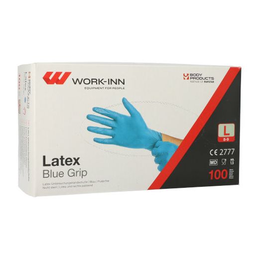 "WORK-INN" Handschuhe, Latex puderfrei blau "Blue Grip" Größe L 1