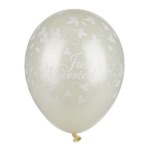 Luftballons Ø 29 cm elfenbein "Just Married" metallic 1