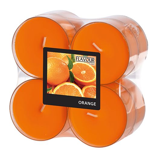"Flavour by GALA" Maxi Duftlichte Ø 59 mm · 24 mm orange - Orange in Polycarbonathülle 1