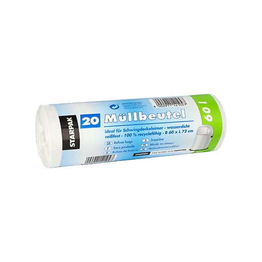 Müllbeutel, LDPE 60 l 72 cm x 60 cm weiss 1