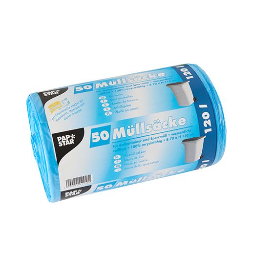 Müllsäcke, HDPE 120 l 110 cm x 70 cm blau 1