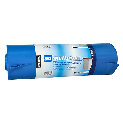 Müllsäcke, LDPE 120 l 110 cm x 70 cm blau 1