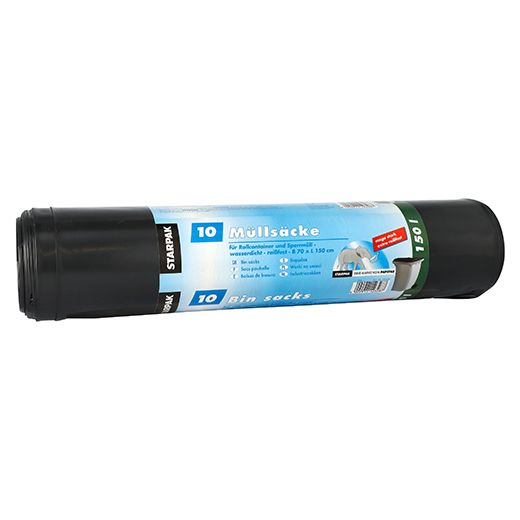 Müllsäcke, LDPE 150 l 150 cm x 70 cm schwarz extra stark und extra reißfest 1