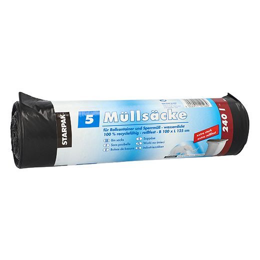Müllsäcke, LDPE 240 l 125 cm x 100 cm schwarz 1