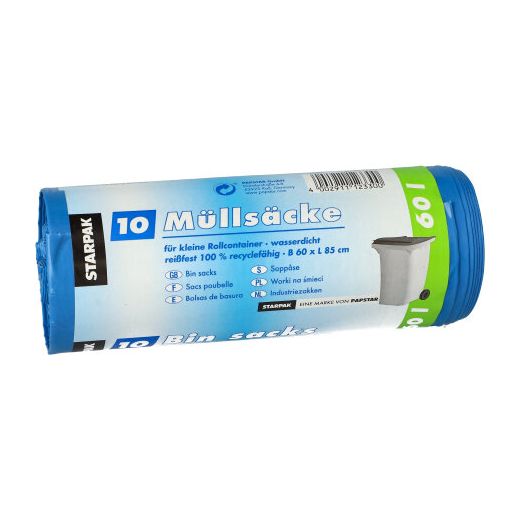 Müllsäcke, LDPE 60 l 85 cm x 60 cm blau 1