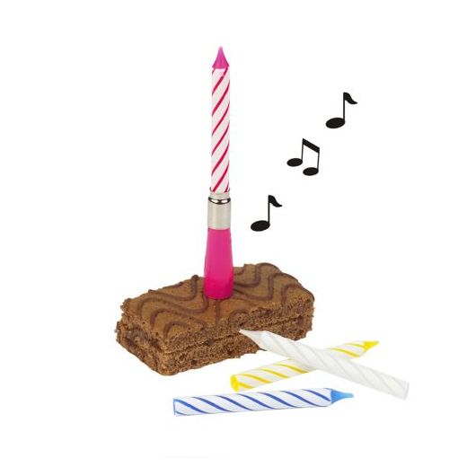 Musikkerze 12 cm farbig sortiert "Happy Birthday" mit 3 Ersatzkerzen 1