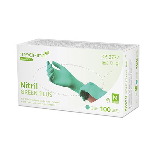 "Medi-Inn® Classic" Handschuhe, Nitril puderfrei "Green Plus" grün Größe M 1
