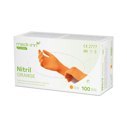 "Medi-Inn® Classic" Handschuhe, Nitril puderfrei orange "Nitril Orange" Größe L 1