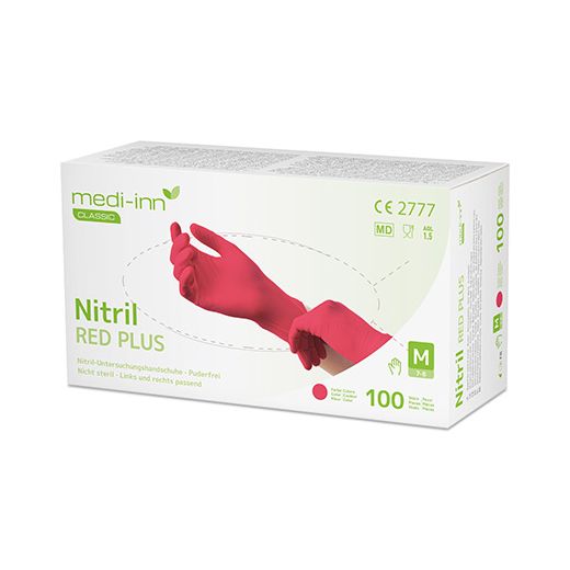 "Medi-Inn® Classic" Handschuhe, Nitril puderfrei rot "Nitril Red Plus" Größe M 1