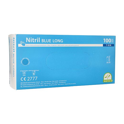 "Medi-Inn®" Handschuhe Nitril puderfrei "Long" blau Größe M 1
