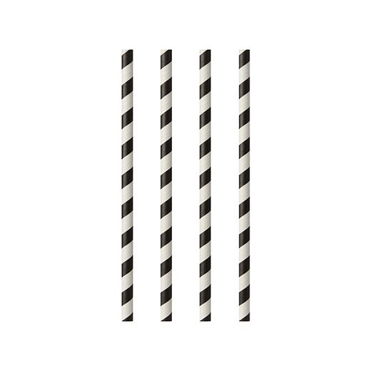 Trinkhalme, Papier Ø 6 mm · 20 cm schwarz/weiss "Stripes" 1