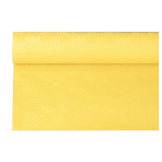 Papiertischtuch mit Damastprägung 6 m x 1,2 m gelb 1