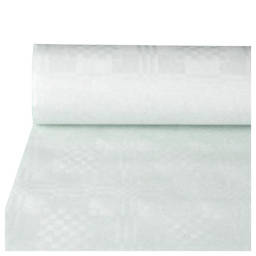 Papiertischtuch mit Damastprägung 50 m x 0,8 m weiss 1