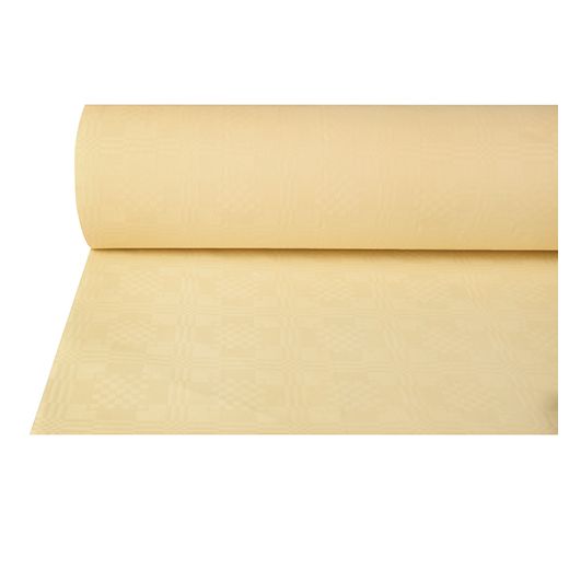 Papiertischtuch mit Damastprägung 50 m x 1 m creme 1