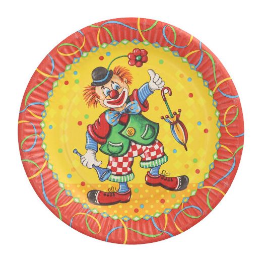 Teller, Pappe rund Ø 23 cm "Clown" 1