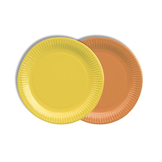Teller, Pappe rund Ø 18 cm farbig sortiert - gelb/orange 1
