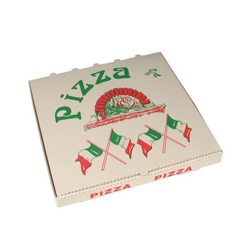Pizzakartons, Cellulose eckig 33 cm x 33 cm x 4 cm "Italienische Flagge" 1