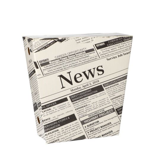 Pommes-Frites-Schütte, Pappe 4,3 cm x 14,5 cm x 11 cm "Newsprint" mit Klappdeckel 1