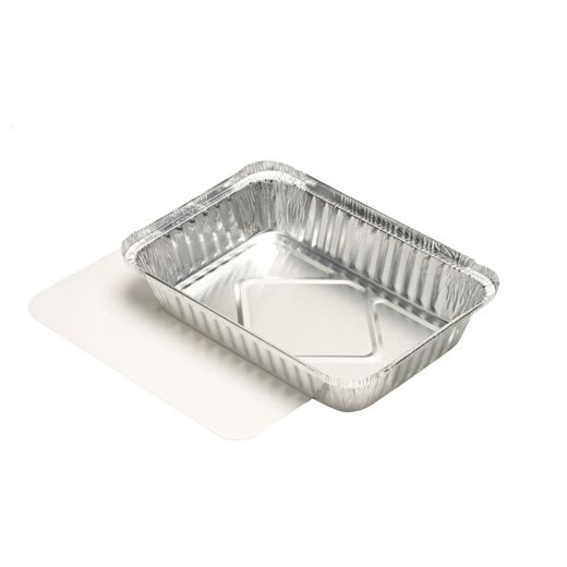 Schalen, Alu + Einlegedeckel, PE-beschichtet eckig 0,8 l 4 cm x 15 cm x 21,4 cm 1