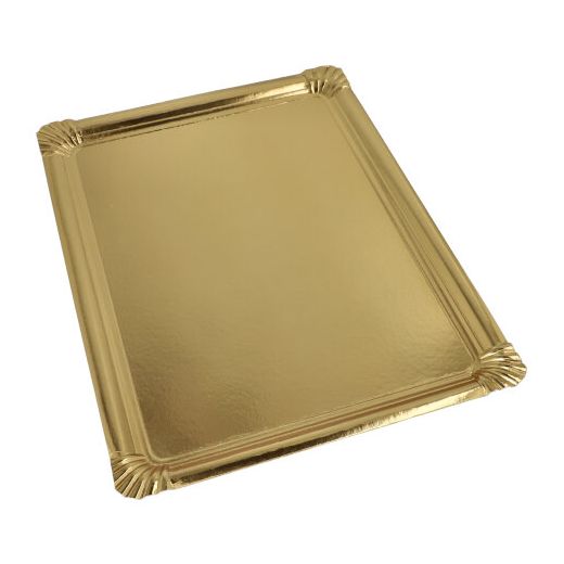 Servierplatten, Pappe, PET-beschichtet eckig 34 cm x 45,5 cm gold 1