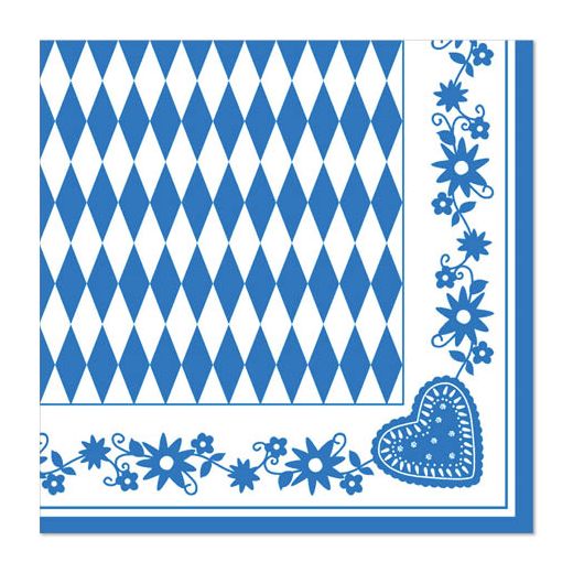 Servietten 1/4-Falz 40 cm x 40 cm "Bayrisch Blau" 1