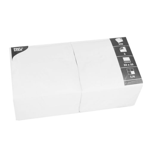 Servietten, 3-lagig 1/4-Falz 33 cm x 33 cm weiss 1