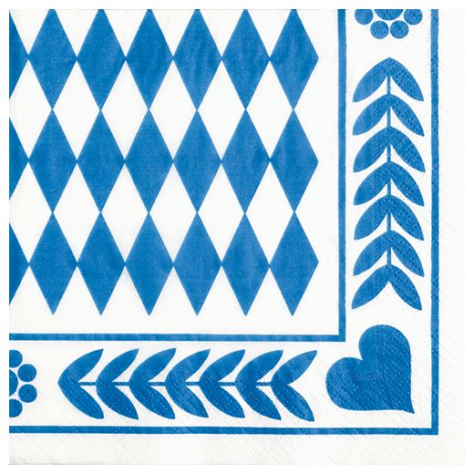 Servietten, 3-lagig 1/4-Falz 33 cm x 33 cm "Bayrisch Blau" 1