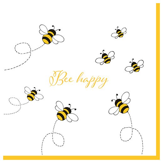 Servietten, 3-lagig 1/4-Falz 33 cm x 33 cm "Bee Happy" 1