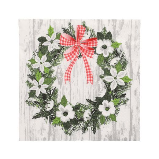 Servietten, 3-lagig 1/4-Falz 33 cm x 33 cm "Christmas Wreath" 1