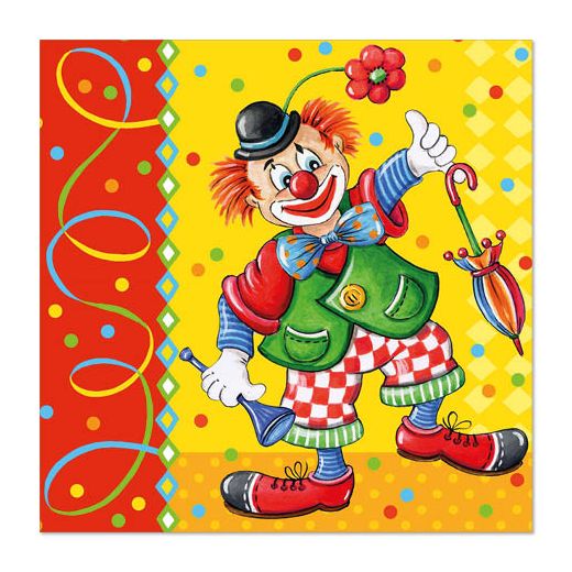 Servietten, 3-lagig 1/4-Falz 33 cm x 33 cm "Clown" 1