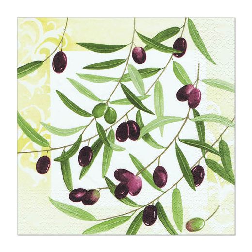 Servietten, 3-lagig 1/4-Falz 33 cm x 33 cm "Olive Twig" 1
