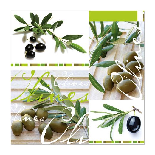 Servietten, 3-lagig 1/4-Falz 33 cm x 33 cm "Olives" 1